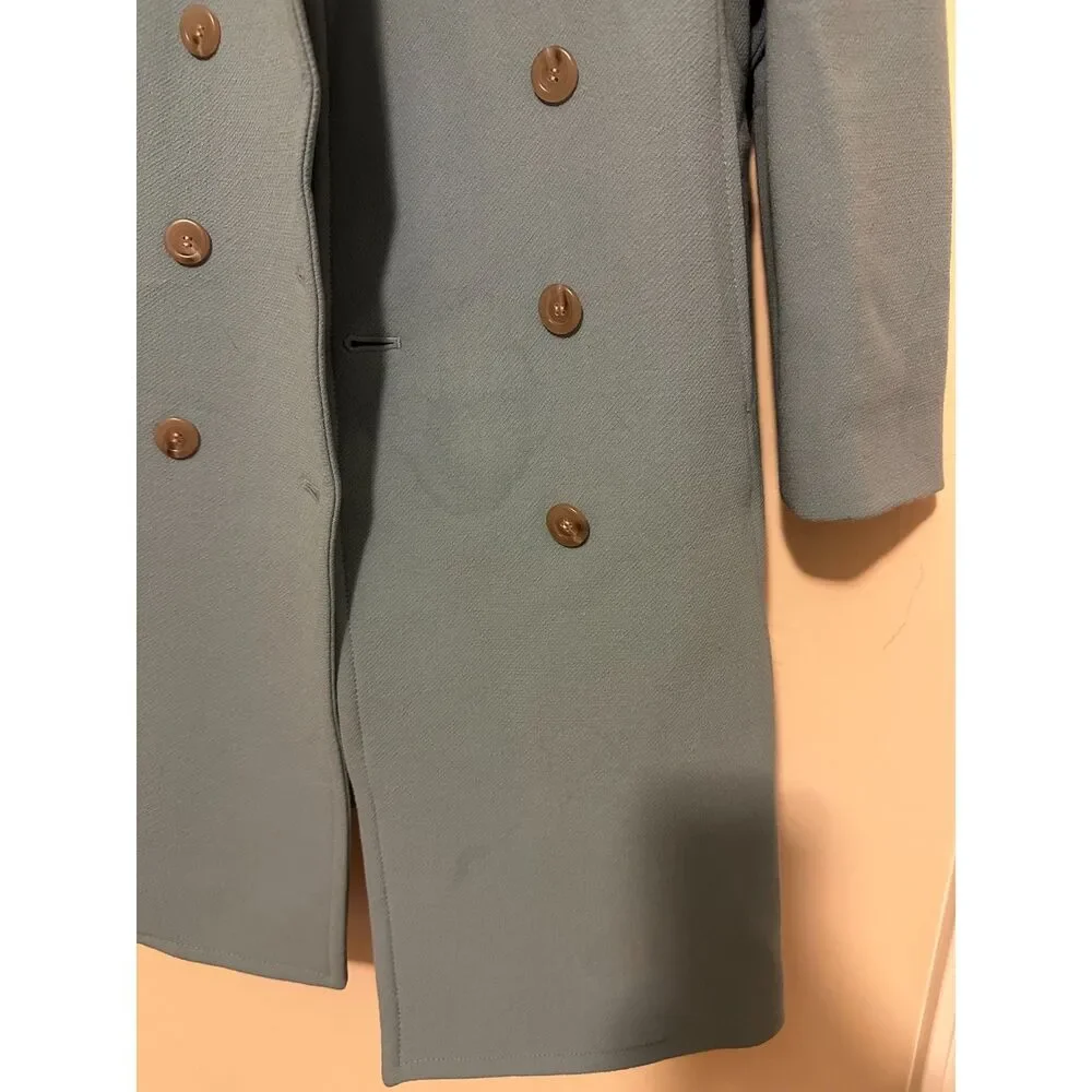 J. Crew Lady Day Coat Wool Double Breasted Teal Blue Size 6 - Picture 2 of 4